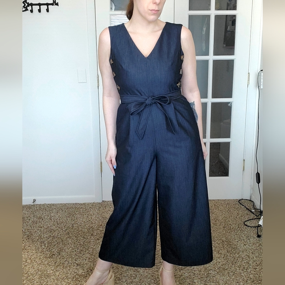 SALE Calvin Klein Sleeveless V-Neck Denim Jumpsuit